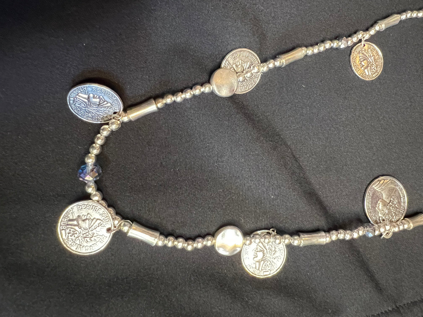 z15A Bright Silver Token Necklace