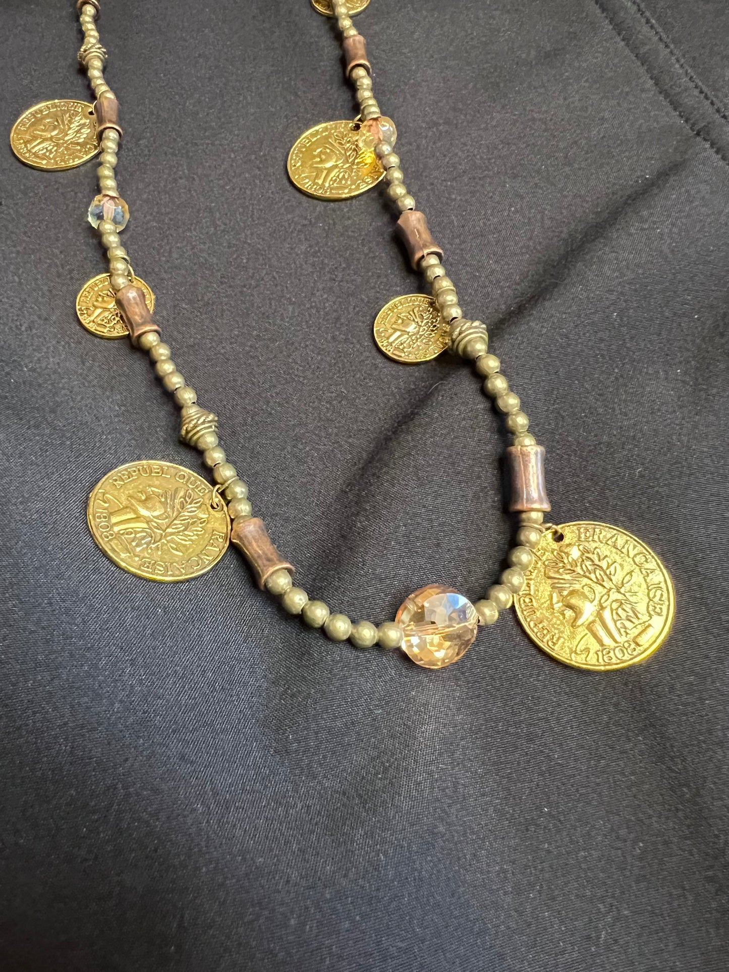 Z04A Bronze/Copper/Gold Token Necklace