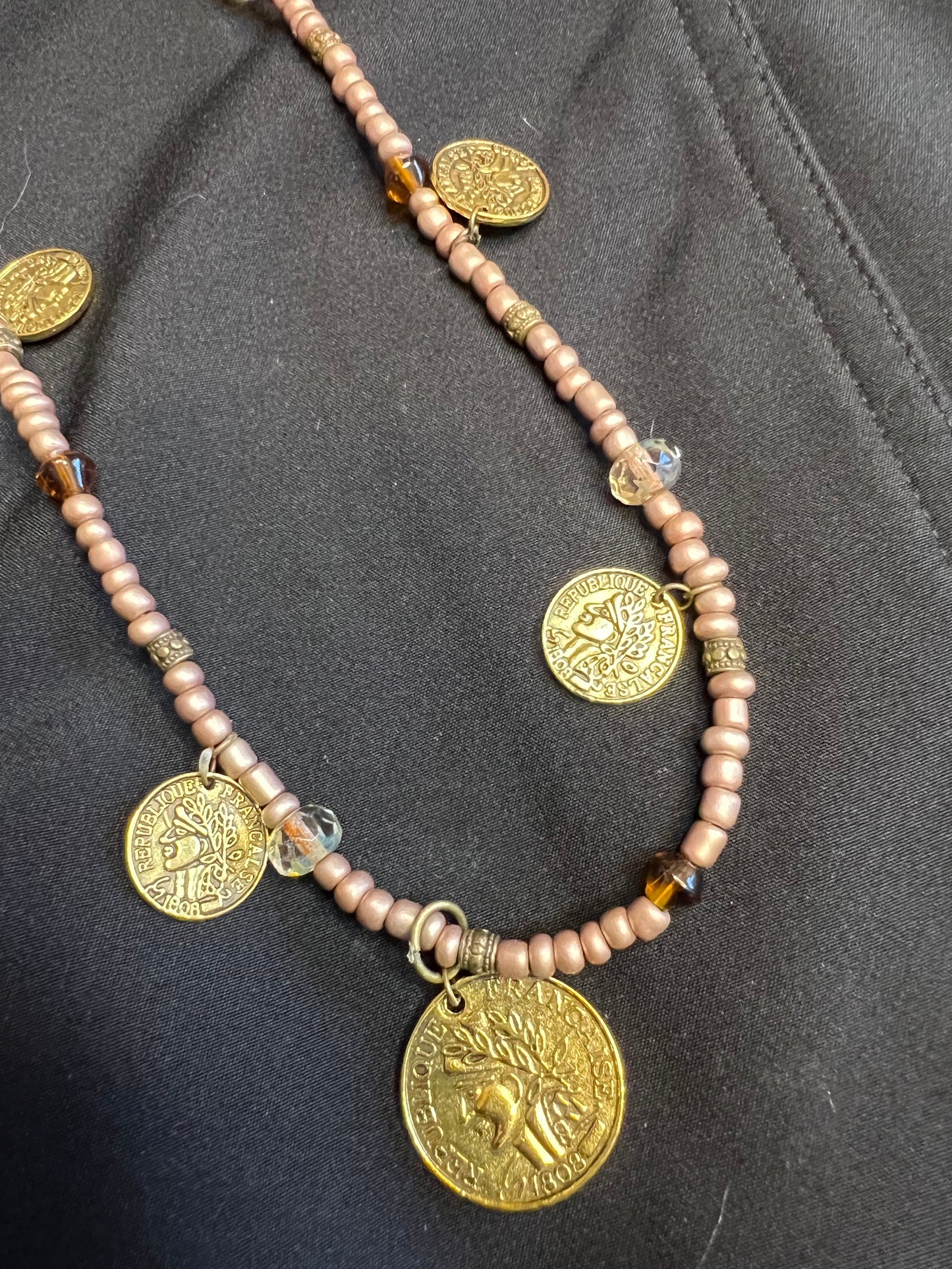 z06A RoseGold/Copper/Gold Token Necklace