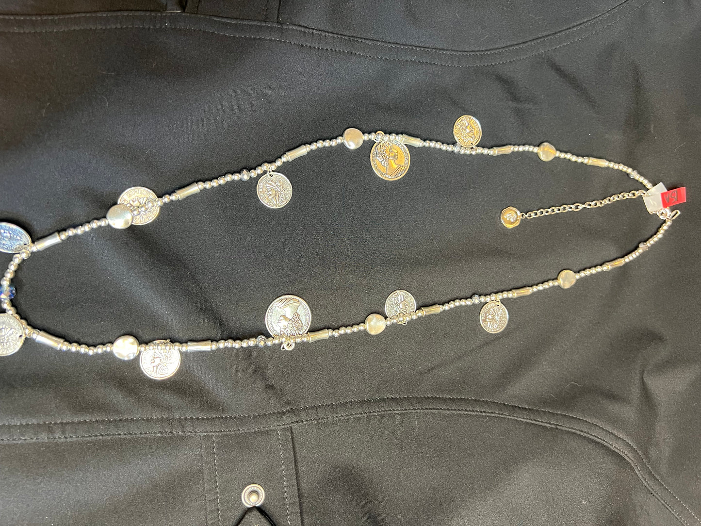 z15A Bright Silver Token Necklace