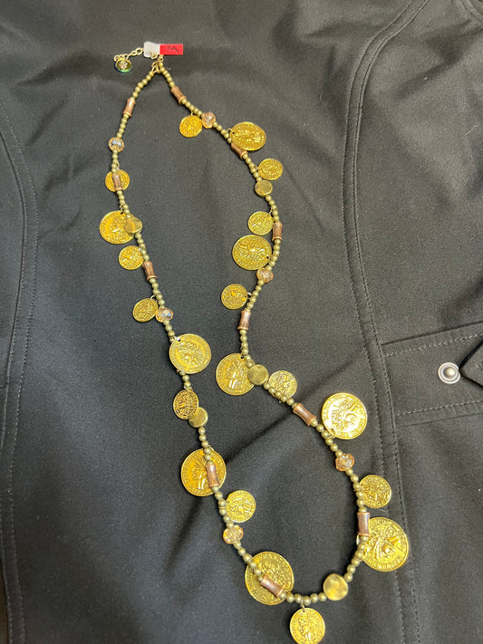 Z03A Bronze/Copper/Gold Token Necklace