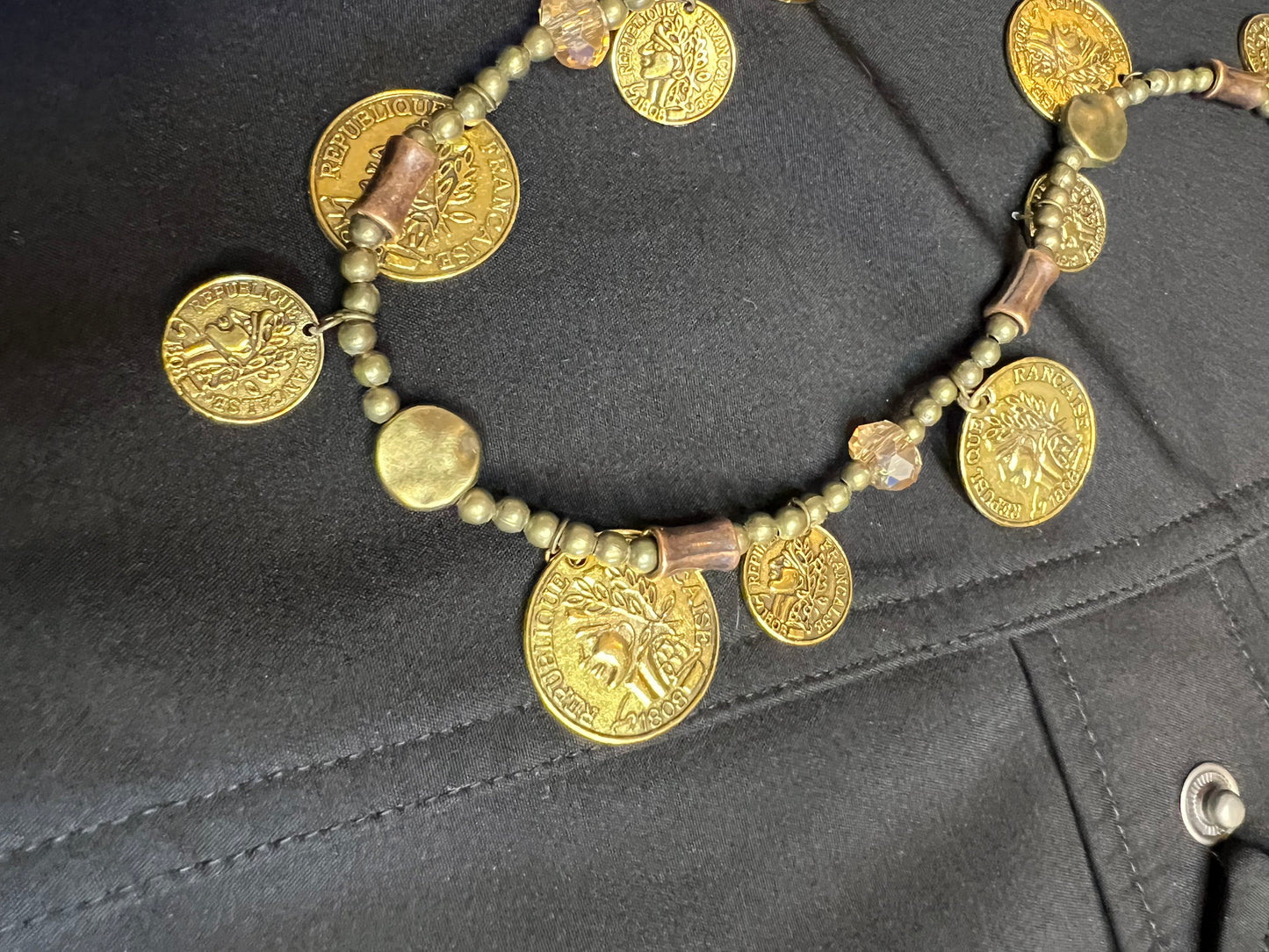 Z03A Bronze/Copper/Gold Token Necklace