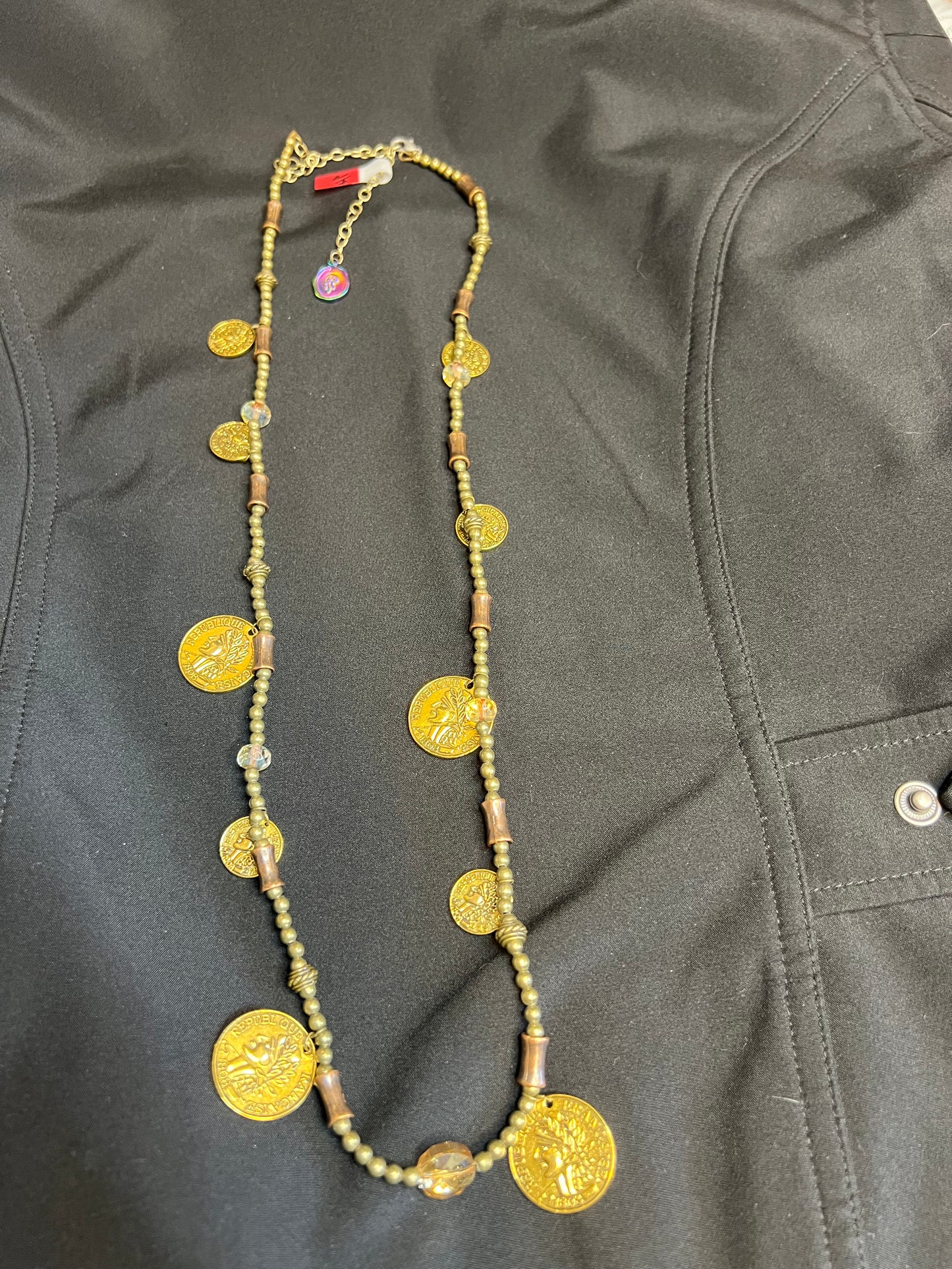 Z04A Bronze/Copper/Gold Token Necklace