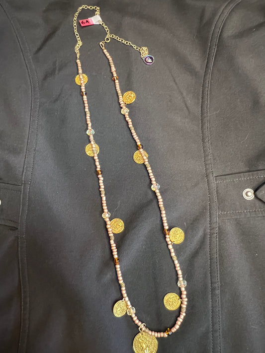 z06A RoseGold/Copper/Gold Token Necklace