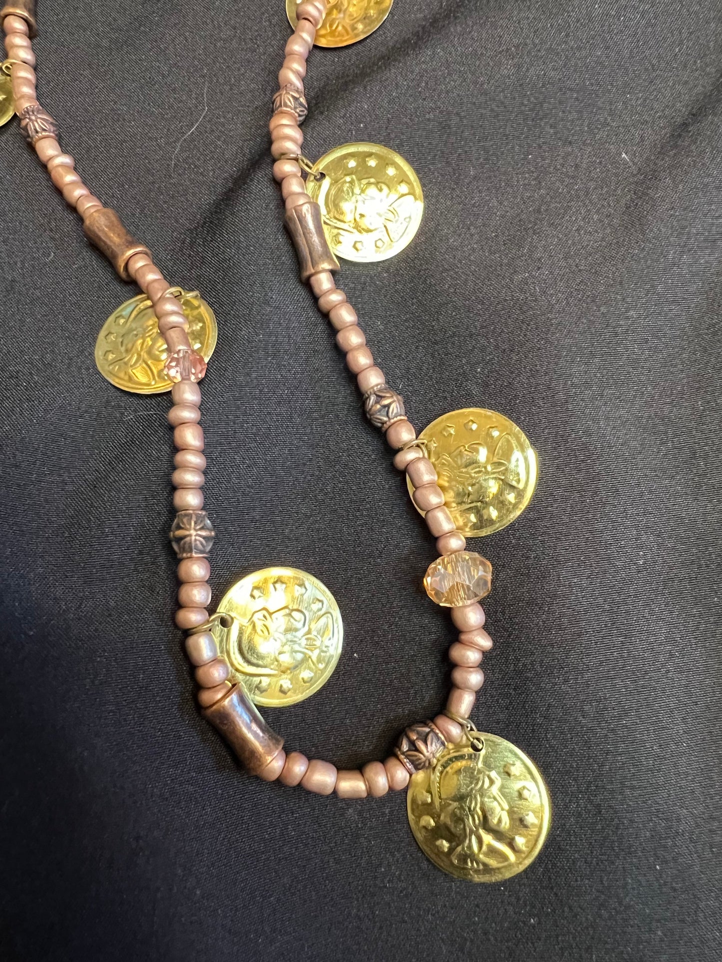 Z07A NOISY RoseGold & Copper Token Necklace