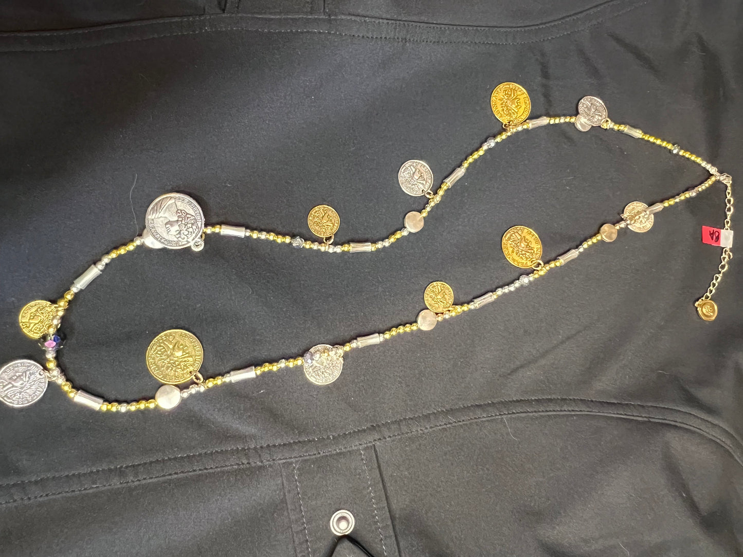 Z08A Silver & Gold Token Necklace