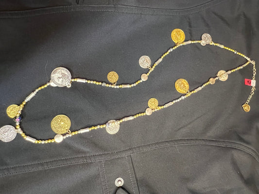 Z08A Silver & Gold Token Necklace