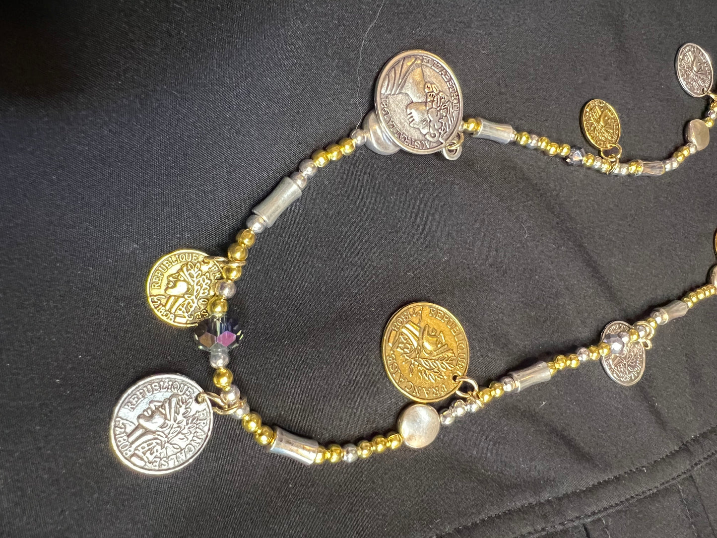 Z08A Silver & Gold Token Necklace