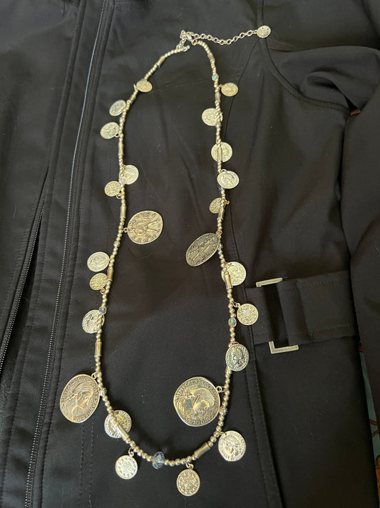 30 Silver 17'' Token necklace with roman coins