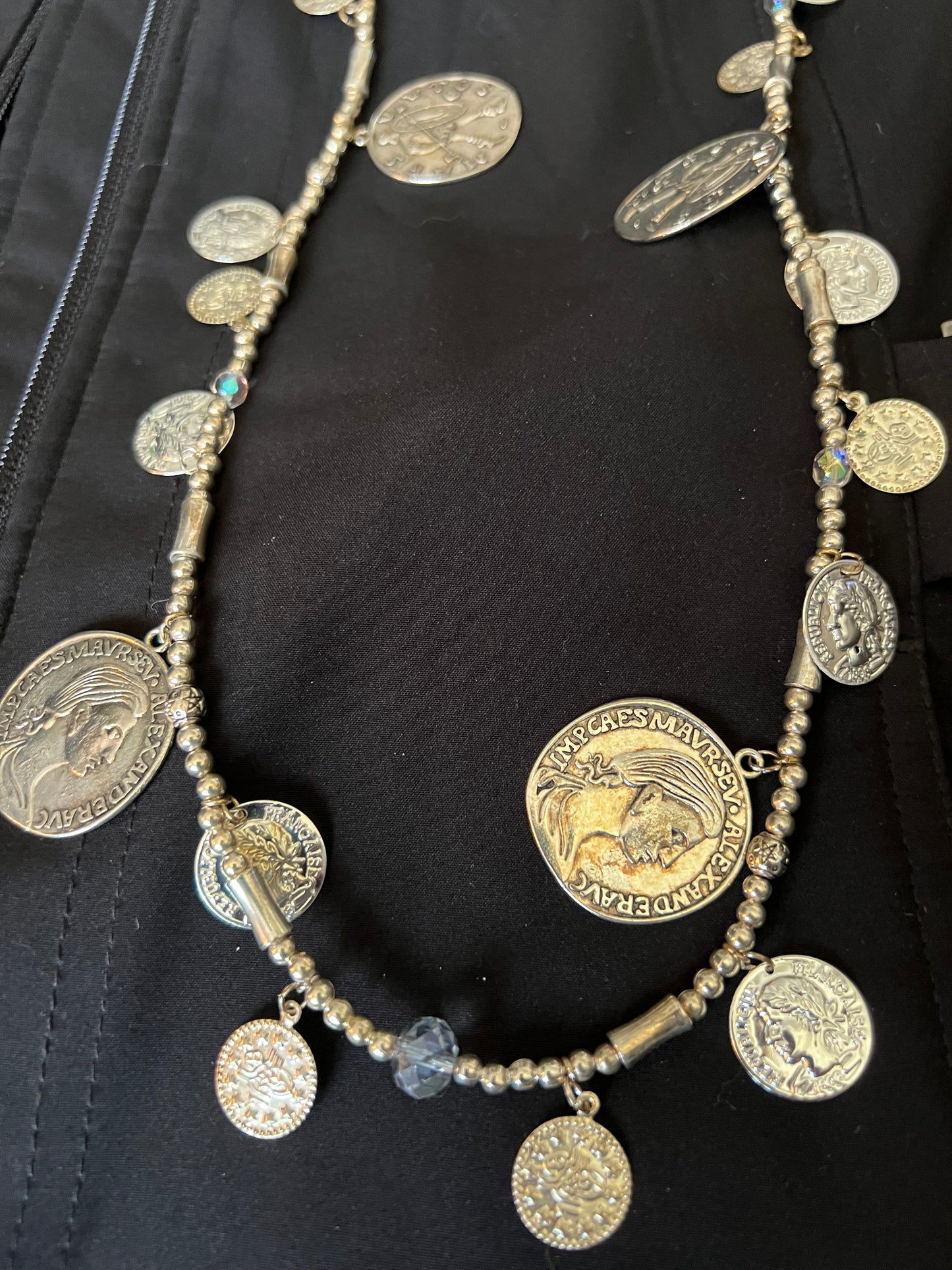 30 Silver 17'' Token necklace with roman coins