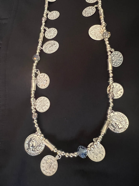 31 Silver on silver Token necklace
