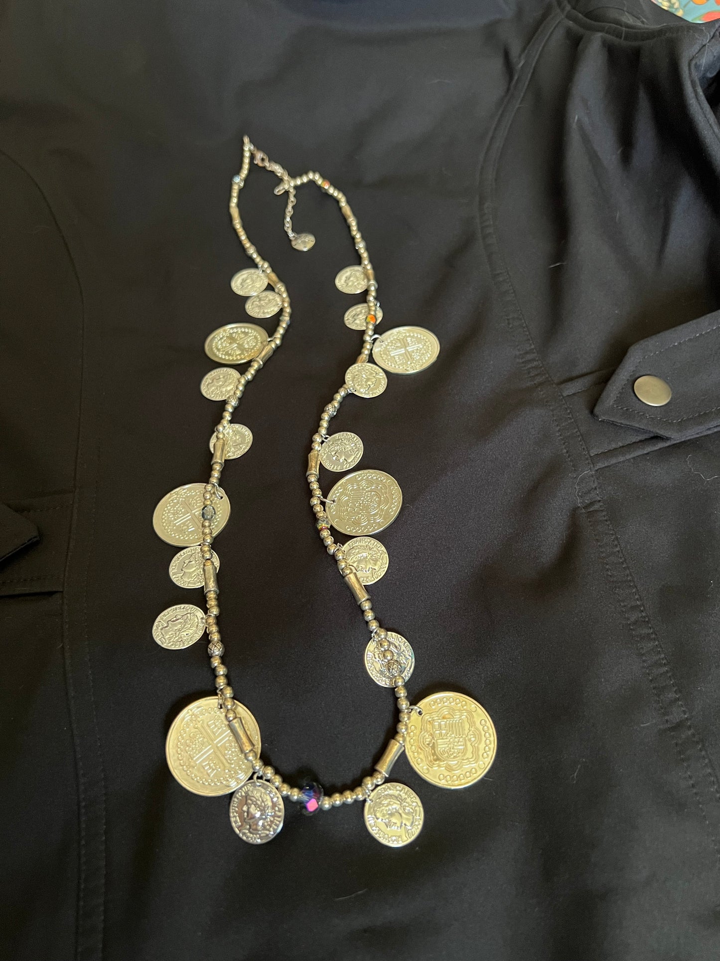 32 Silver on silver Pirate Token necklace