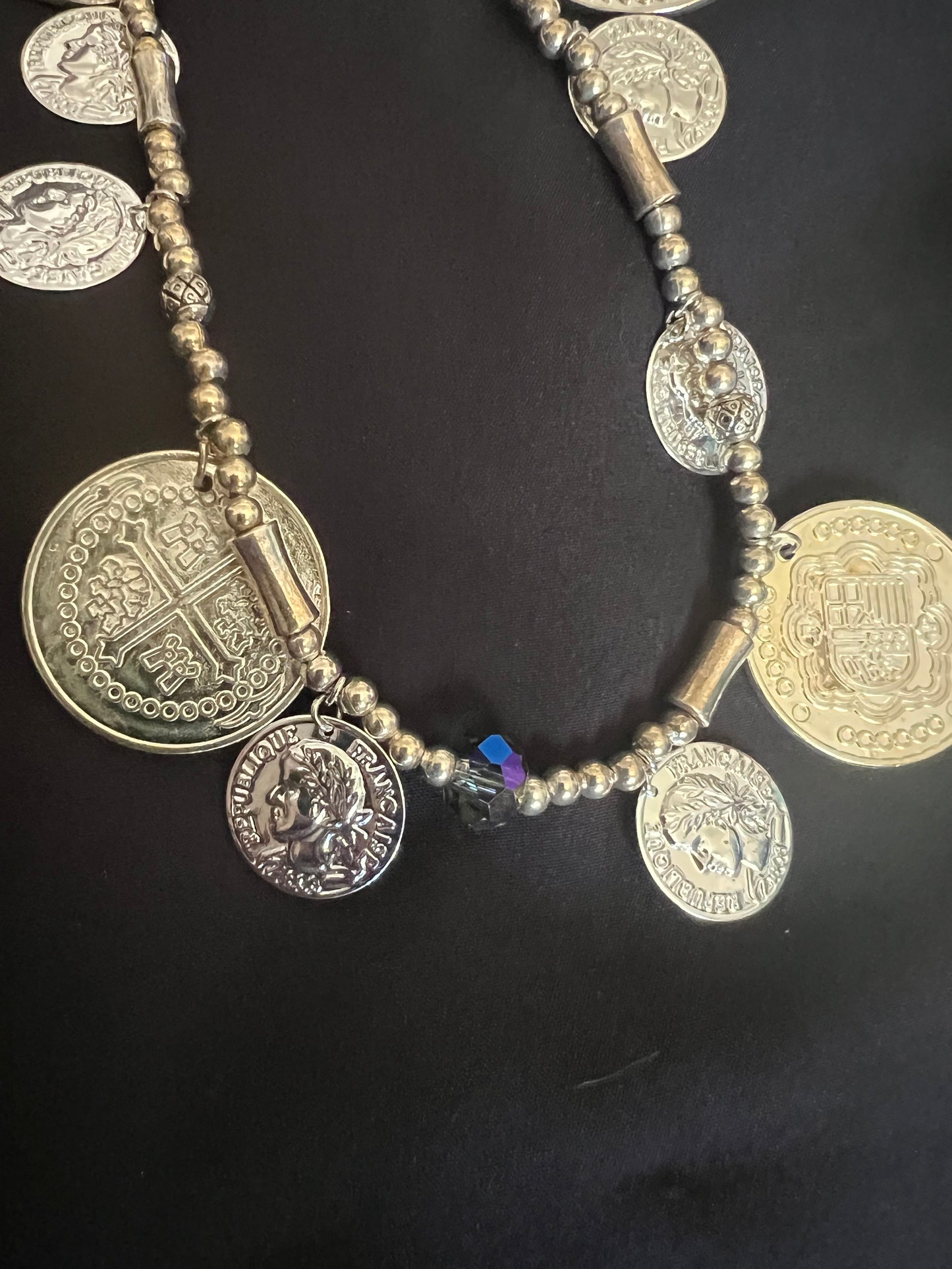32 Silver on silver Pirate Token necklace