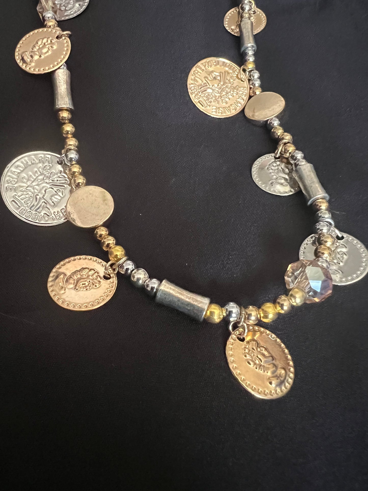 33 Gold and Silver 15 1/2'' Token necklace