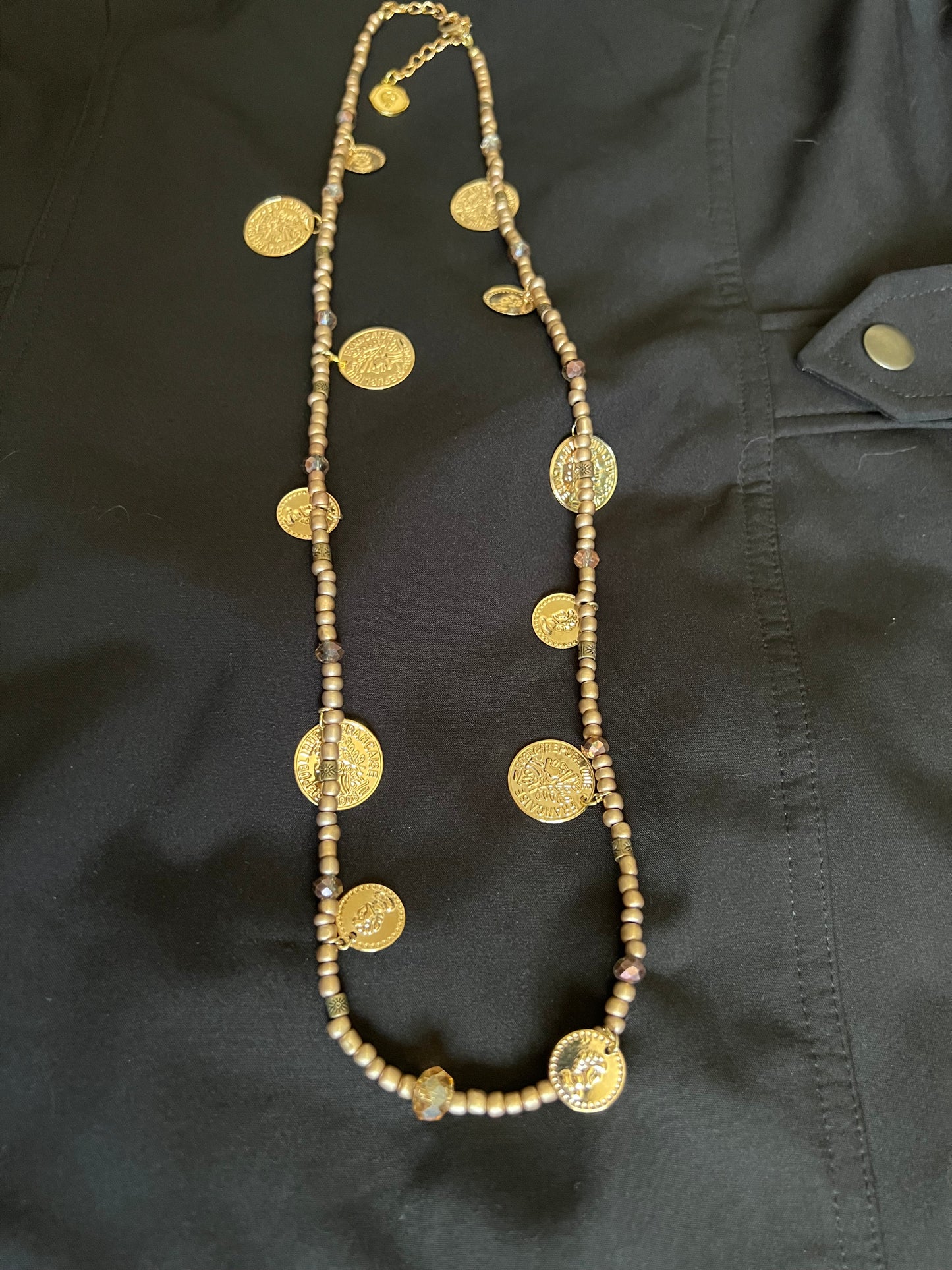 34 Rose gold and bronze with brass Token necklace