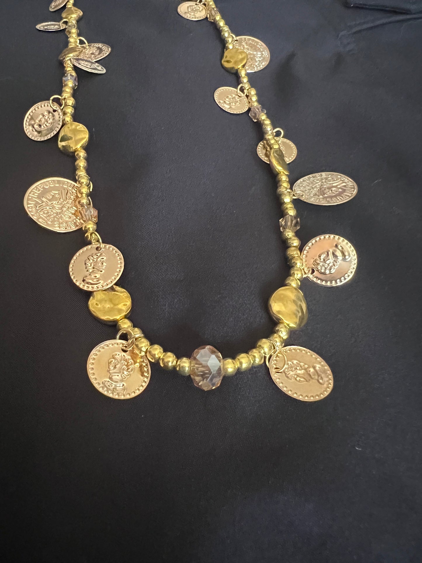 35 Gold and brass Token necklace