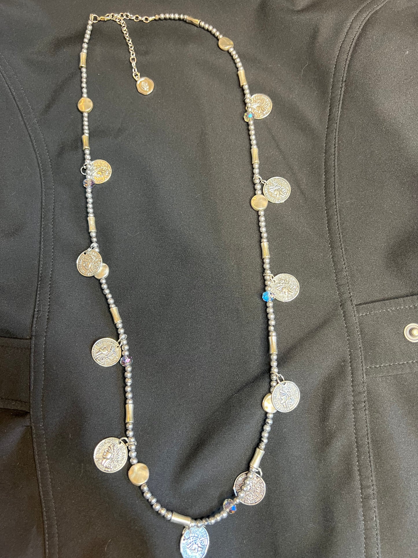 Z16a Dark Silver Token Necklace