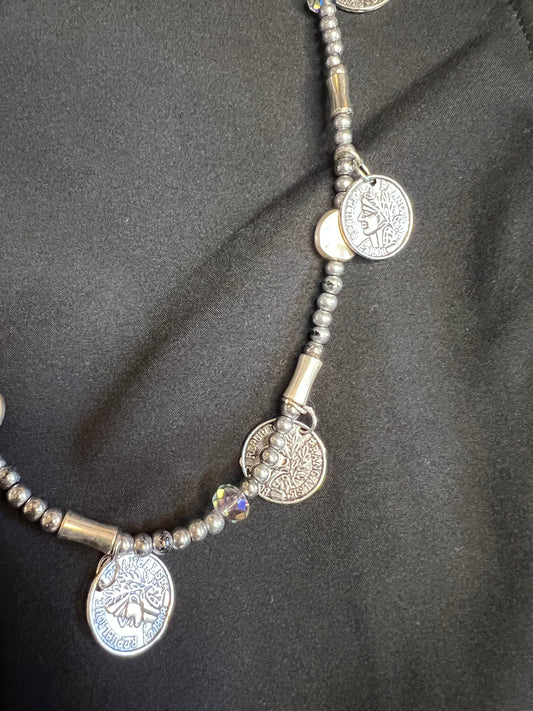 Z16a Dark Silver Token Necklace